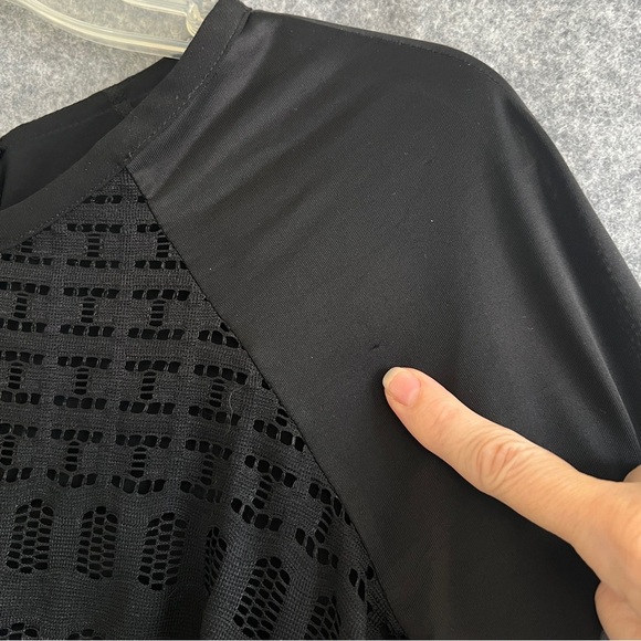 BEBE Hi Lo Tunic Top Long Sleeve Back Zip Black Size Medium NWT - Picture 6 of 10